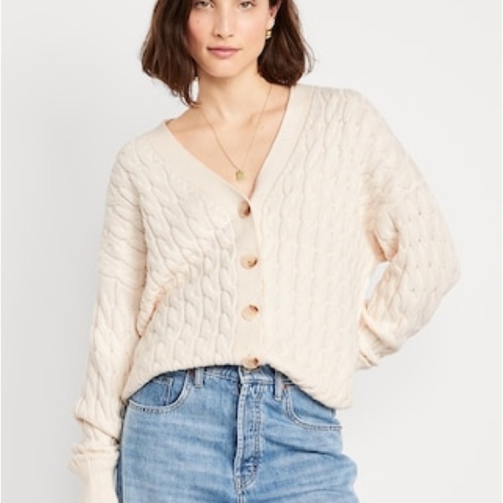 Old Navy Cream Button-Up Cardigan